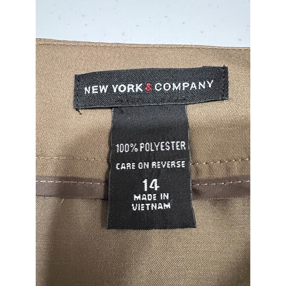 New York & Company Women's Silky Skirt Dark Tan Taupe Polyester Size 14 - Picture 3 of 6